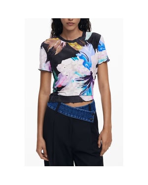 Camiseta de mujer de poliéster negra Desigual