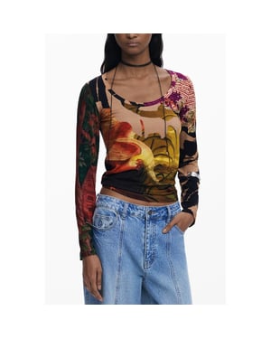Desigual Marrone Viscosa Camiseta para Mujer