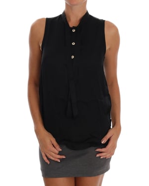 Blusa sin mangas con cuello mandarín