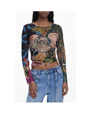 Camiseta de Mujer Desigual Negra de Poliéster