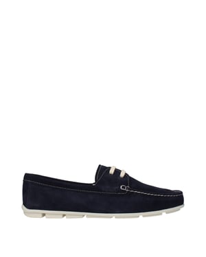 Mocasines Prada de cuero azul sin cordones
