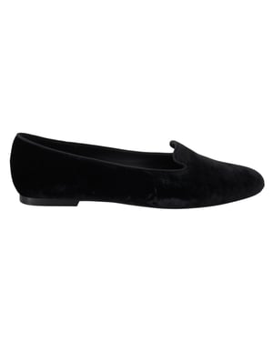Zapatillas planas de terciopelo negro Dolce & Gabbana