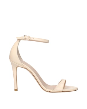 Sandalias de tacón con stilettos de cuero beige Stuart Weitzman