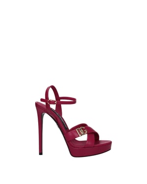 Sandalias de plataforma de cuero rosa Dolce & Gabbana