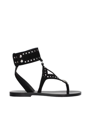 Sandalias de chanclas de cuero negro Isabel Marant