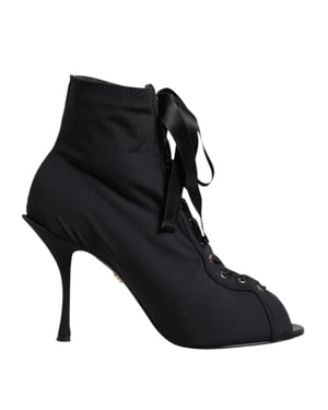 Botas de tacón alto negro con cordones Dolce & Gabbana