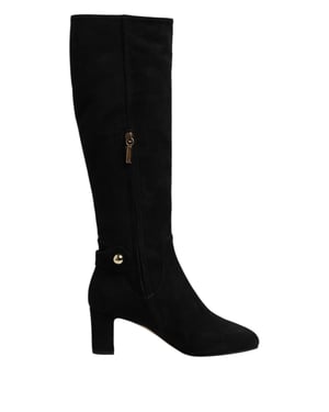 Botas altas de cuero de ante negro Dolce & Gabbana