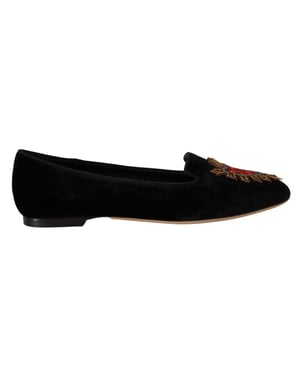 Zapatos planos Slip On Negros DG Corazón Sagrado de Dolce & Gabbana