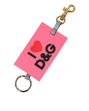 Llave con Logo DG de Silicona Rosa y Latón Dorado de Dolce & Gabbana