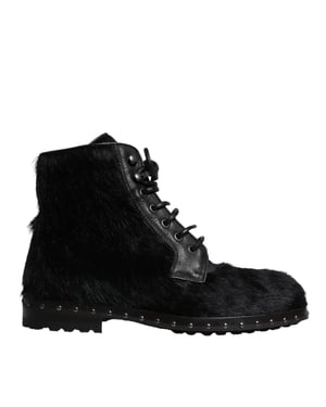 Botas de cuero negras estilo pony de Dolce & Gabbana hasta la mitad de la pantorrilla