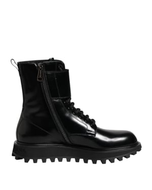Botas de media caña de cuero negro con cordones Dolce & Gabbana