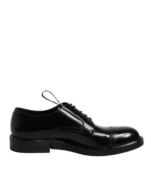 Zapatos Formales Derby de Cuero Patente Negro Dolce & Gabbana