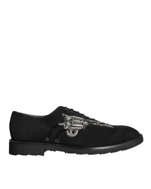 Zapatos Formales de Encaje en Ante Negro Sicilia de Dolce & Gabbana
