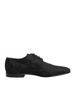 Zapatos de vestir Derby para hombre en encaje negro de brocado de Dolce & Gabbana
