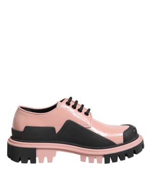 Zapatos de cordones de cuero negro Pink Light de Dolce & Gabbana