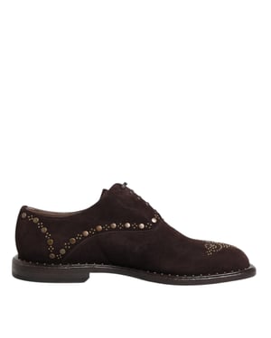 Zapatos de vestir Oxford de terciopelo marrón con cordones de Dolce & Gabbana