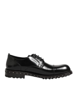 Zapatos Derby formales para hombre en cuero negro con tachuelas de Dolce & Gabbana.