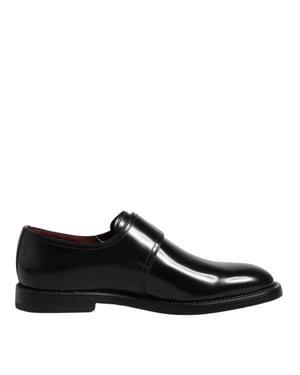 Zapatos de vestir formales Derby con tira de monje de cuero negro Dolce & Gabbana