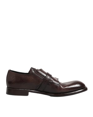 Zapatos Derby Formales de Piel Marrón con Hebilla de Monje de Dolce & Gabbana