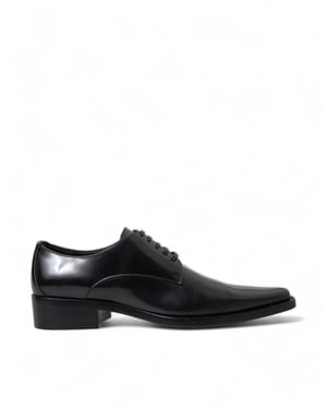 Zapatos de Tacón Plano Formales de Cuero Negro Dolce & Gabbana
