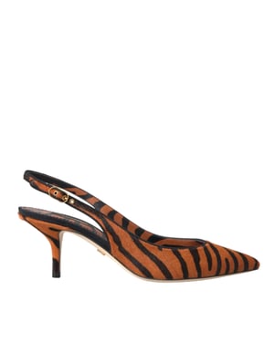 Zapatos Slingbacks de Cuero Zebra Naranja Negro de Dolce & Gabbana