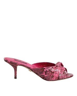 Sandalias de Tacón de Cuero Rosa Dolce & Gabbana