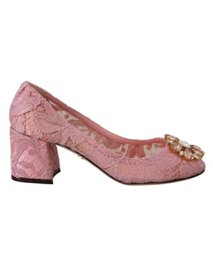 Zapatos de Tacón de Encaje Crystal Rosa Taormina de Dolce & Gabbana