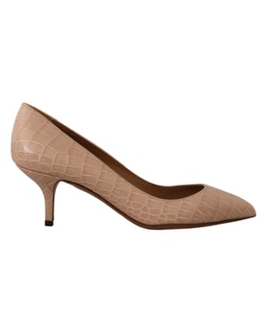 Zapatos de Tacón Punta Alta de Cuero Beige Dolce & Gabbana