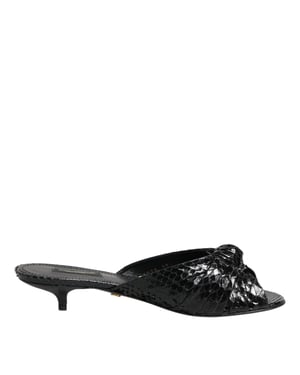 Sandalias de tacón de cuero negro Dolce & Gabbana