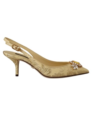 Zapatos de tacón con tira de cristal dorado Dolce & Gabbana
