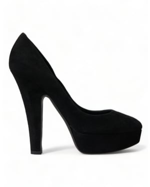 Zapatos de tacón plataforma de cuero ante negro Dolce & Gabbana