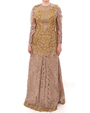 Vestido Maximidi de Encaje Largo con Cristales GOLD de Lanre Da Silva Ajayi