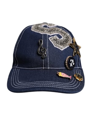 Gorra de béisbol con embellishments de cristal azul de Dolce & Gabbana