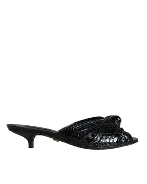 Sandalias de tacón de cuero negro Dolce & Gabbana