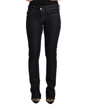 Jeans de mezclilla skinny de algodón negro con stretch y cintura baja GF Ferre