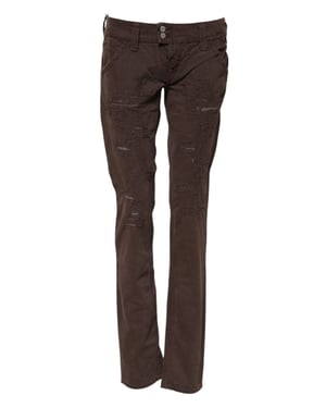 CYCLE Jeans Casual Skinny de Algodón Marrón de Cintura Baja