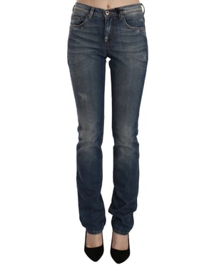 Pantalones de mezclilla casuales de corte acampanado azul desgastados Ermanno Scervino