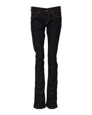 Jeans de mezclilla skinny de algodón azul oscuro de talle medio GF Ferre