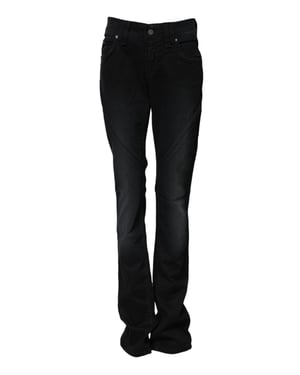 Jean de mezclilla negro de algodón de cintura media, tapered de John Galliano