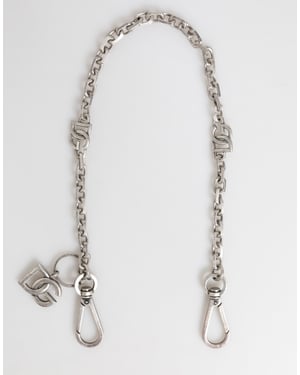 Collar de Hombre con Detalles en Logo DG de Latón en Tono Plateado de Dolce & Gabbana