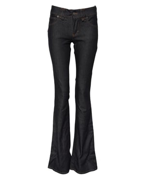 Jeans de mezclilla anchos de algodón azul de talle medio de John Galliano