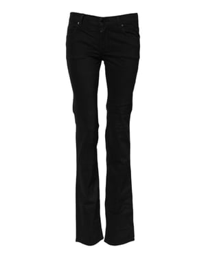 Jeans de mezclilla de algodón negro elástico de corte acampanado de Ermanno Scervino