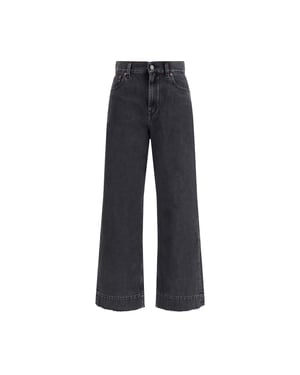 Jean de mezclilla negro de algodón de tiro alto Chloé