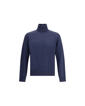 Suéter de Cuello Alto de Lana de Forro Polar Dsquared² Azul