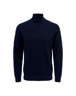 Only & Sons Suéter Azul de Poliéster con Cuello Alto