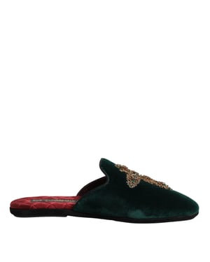 Zapatillas de Terciopelo Verde Embellecidas Dolce & Gabbana