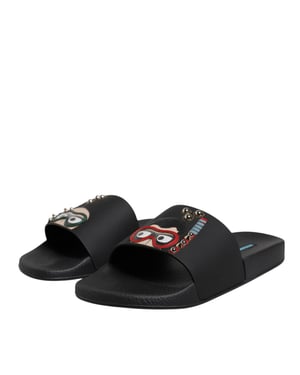 Zapatillas de Playa de Piel Negra Dolce & Gabbana
