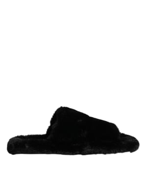 Zapatillas de terciopelo negro de poliéster Dolce & Gabbana