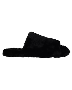 Sandalias Planas para Hombre de Poliéster Negro con Piel Sintética de Dolce & Gabbana