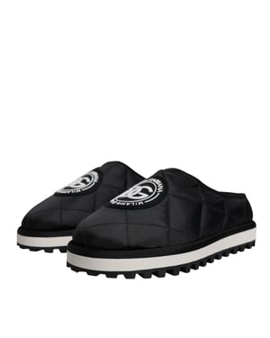 Sandalias de Tela Negra Acolchadas con Logo de Dolce & Gabbana